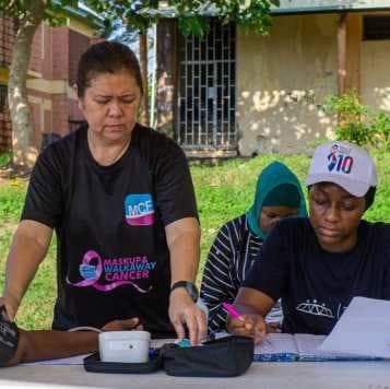 Blood pressure check at the MSI health screening tent